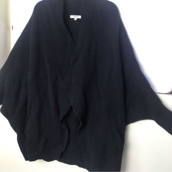 Madewell Sculptor Cardigan Sweater Cocoon Merino Wool Chevron Knit Dolman Sleeve - Picture 10 of 14